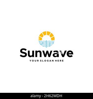 modern SunWave sunrise circle shadow logo design Stock Vector