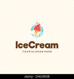 minimalist IceCream topping funnel logo design Stock Vector