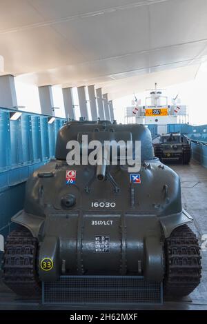 england,hampshire,portsmouth,southsea,the d-day story museum,world war two landing craft lct7074 Stock Photo