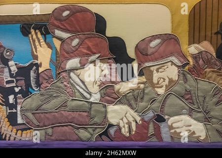 england,hampshire,portsmouth,southsea,the d-day story museum,the overlord embroidery depicting german soldiers relaxing Stock Photo