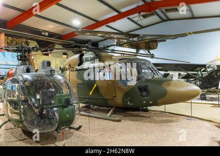 england,hampshire,andover,andover army flying museum,exhibit of various military helicoptors Stock Photo