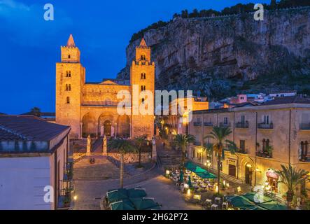 san salvatore cathedral,piazza duomo,cefalu,sicily,italy, Stock Photo