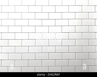 Seamless white bathroom wall tiles. Pattern, brick texture for background Stock Photo