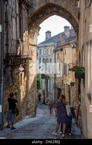 france,nouvelle-aquitaine,gironde department,saint emilion,alley in the old town,famous wine town,is a unesco world heritage site Stock Photo