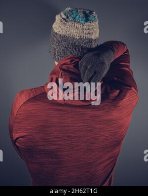 Man with wool cap on head Stock Photo
