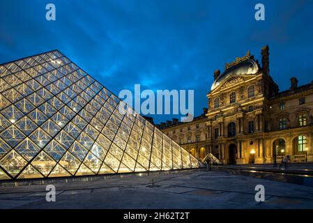 france,ile-de-france,paris,glass pyramid in the courtyard of the louvre palace Stock Photo