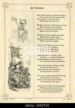 Book of British Ballads, The Fair Rosamund, Rosamund Clifford often called 'The Fair Rosamund' or the 'Rose of the World' (rosa mundi), was famed for Stock Photo