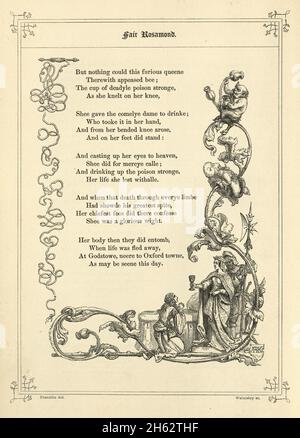 Book of British Ballads, The Fair Rosamund, Rosamund Clifford often called 'The Fair Rosamund' or the 'Rose of the World' (rosa mundi), was famed for Stock Photo