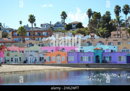 Colorful houses of Capitola Venetian Court in the California coast