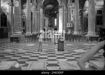 the interior of the basilica della santissima annunziata del vastato in genao,italy. this cathedral is decorated by the major baroque studios and artists of genoa in the 17th century Stock Photo