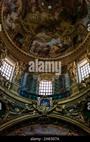 the interior of the basilica della santissima annunziata del vastato in genao,italy. this cathedral is decorated by the major baroque studios and artists of genoa in the 17th century Stock Photo