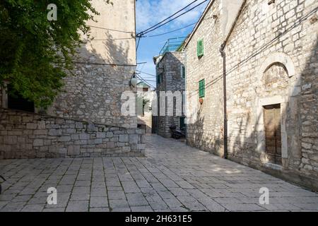 old center of sibenik near st james cathedral in sibenik,unesco world heritage site in croatia - filming location for game of thrones (iron bank)