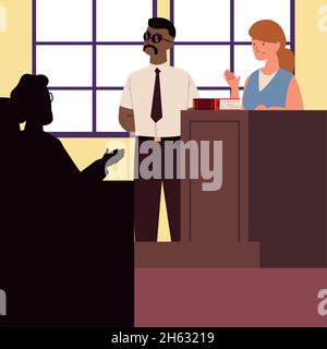 witness woman in the stand Stock Vector