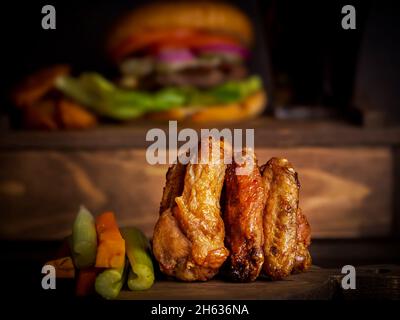 Grilled chicken wings. BBQ Meat Stock Photo