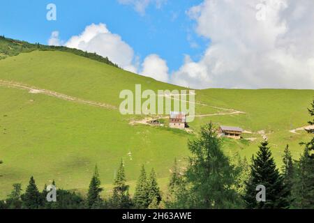 plumsjochhütte (1630m) on plumsjoch in the eng in the karwendel mountains,rißbachtal,tyrol,austria,europe,alm,eng-alm Stock Photo