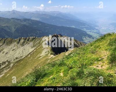 at kellerjoch,tux alps,view of kellerjochhütte and inntal,nature,mountains,summer,schwaz,tyrol,austria Stock Photo
