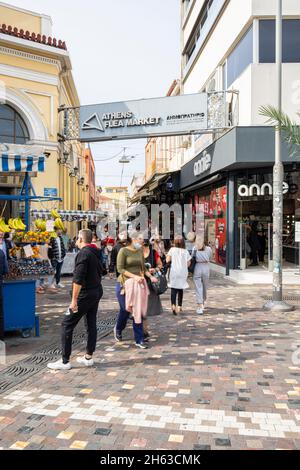 Athens, Greece. November 2021. people walk in the Arthens flea market Stock Photo