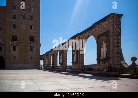 montserrat monastery,santa maria de montserrat is a benedictine abbey located on the mountain of montserrat nearby from barcelona. Stock Photo