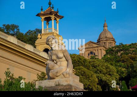 Female Statue in Montjuic garden Barcelona Catalunya Spain Stock Photo ...