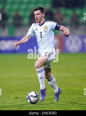 Scotland's Andrew Robertson during the FIFA World Cup Qualifying match at the Zimbru Stadium, Chisinau. Picture date: Friday November 12, 2021. Stock Photo