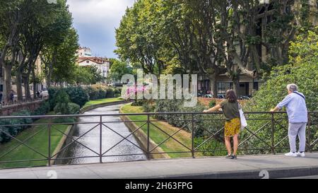 the river la basse is a tributary of the têt and crosses perpignan. Stock Photo