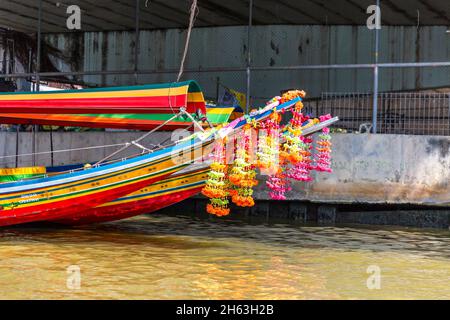 decorated colorful longtail boat,khlongs,khlong ride on the canals of bangkok,bangkok,thailand,asia Stock Photo