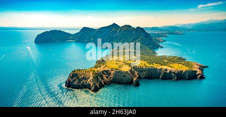 aerial view,cap de pinar peninsula,restricted area,s'esgleieta,son espanyol,mallorca,balearic island,balearic islands,baleares,spain Stock Photo