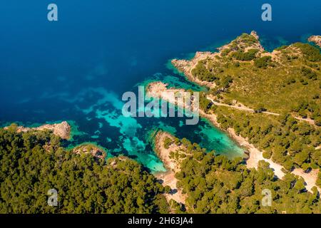 aerial view,cap de pinar peninsula,restricted area,s'esgleieta,son espanyol,mallorca,balearic island,balearic islands,baleares,spain Stock Photo