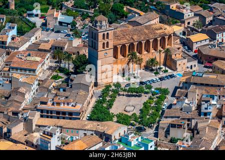 aerial view,parròquia sant joan baptista parish church,muro,mallorca,balearic islands,spain Stock Photo