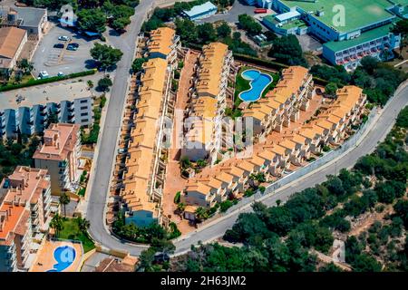 aerial view,holiday home complex in cales de mallorca,manacor,balearic islands,mallorca,spain Stock Photo