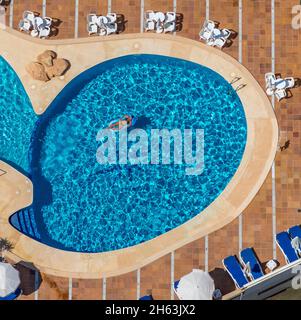 aerial view,swimming pool on the hotel roof,hotel kilimanjaro,mallorca,balearic islands,spain