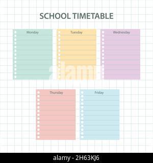 Creative colorful school schedule card Stock Vector