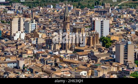 aerial view,parròquia de la mare de déu dels dolors de manacor,manacor,mallorca,balearic islands,spain,europe Stock Photo