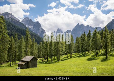 the fischleintal in the sesto dolomites,landscape near moos on the way to the talschlusshütte,south tyrol,italy Stock Photo