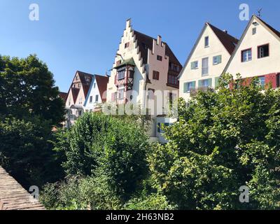 row of houses on the banks of the danube,ulm,neu-ulm,baden-wuerttemberg,germany