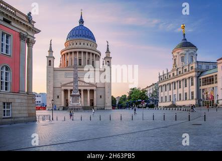 old market with st. nikolaikirche and old town hall in the evening mood,potsdam,brandenburg,germany Stock Photo