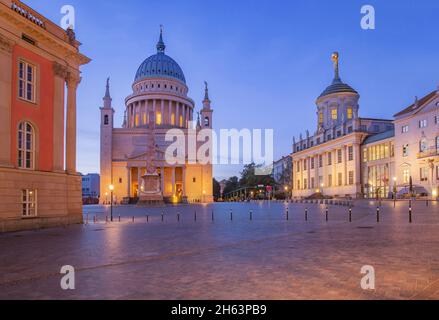 old market with st. nikolaikirche and old town hall in the evening mood,potsdam,brandenburg,germany Stock Photo