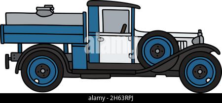 The vectorized hand drawing of a vintage dairy tank truck Stock Vector