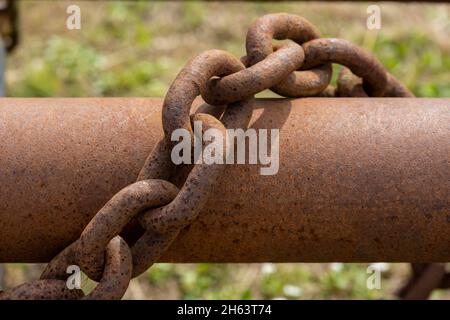 old rusty anchor chains Stock Photo
