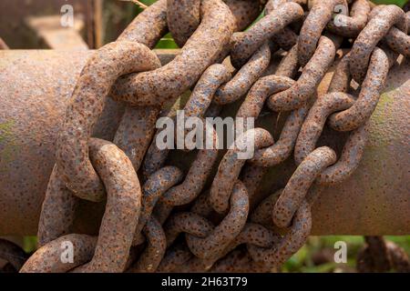 old rusty anchor chains Stock Photo