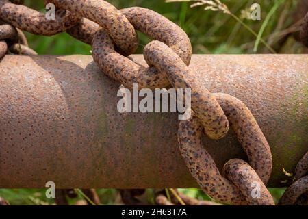 old rusty anchor chains Stock Photo