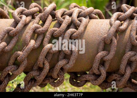 old rusty anchor chains Stock Photo