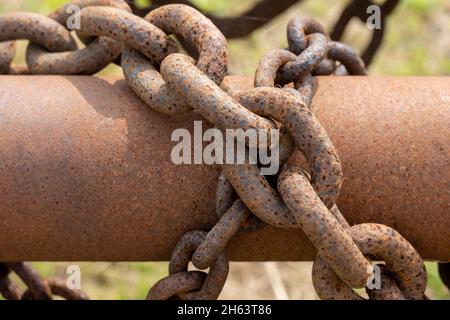 old rusty anchor chains Stock Photo
