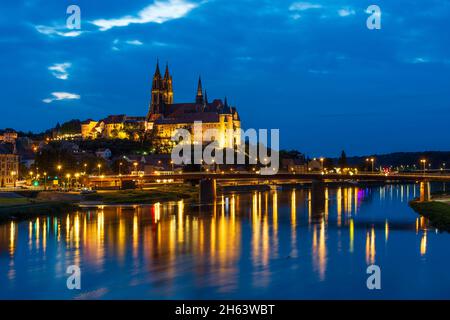 meißen,river elbe,albrechtsburg castle and cathedral in sachsen,saxony,germany Stock Photo