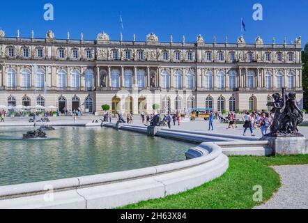 water parterre in front of the garden side of herrenchiemsee castle,chiemsee municipality,herreninsel,chiemgau,upper bavaria,bavaria,germany Stock Photo