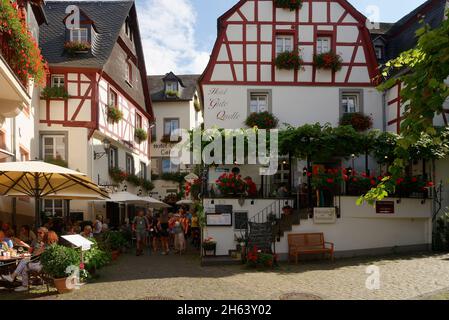 street cafes in the historic old town of beilstein,beilstein,moselle valley,rhineland-palatinate,germany Stock Photo