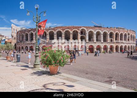 roman amphitheater (arena di verona) on the piazza bra in the old town,verona,adige,adige valley,verona province,veneto,italy Stock Photo