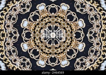Abstract Golden Forms mandala Pattern, coming from a fractal design. Esoteric seamless background. Stock Photo