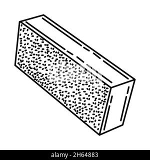 Nail Buffer Block Part of Women Pedicure Tools Hand Drawn Icon Set Vector. Stock Vector