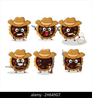 Cool cowboy pecan pie cartoon character with a cute hat. Vector illustration Stock Vector